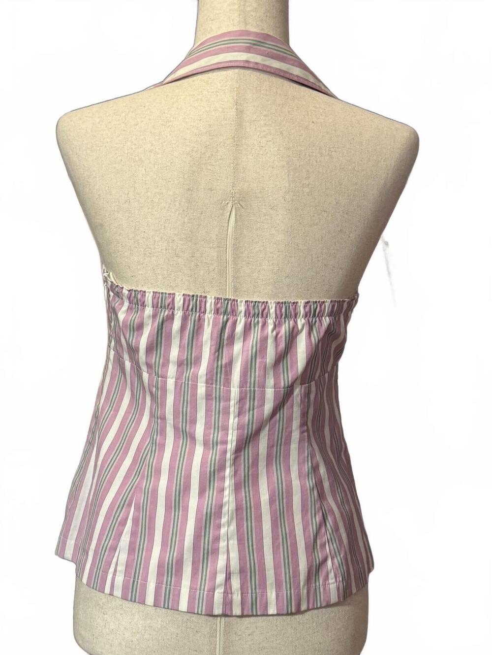 Ann Taylor LOFT Petites Pink Striped Halter Top Size 8P - Picture 2 of 3